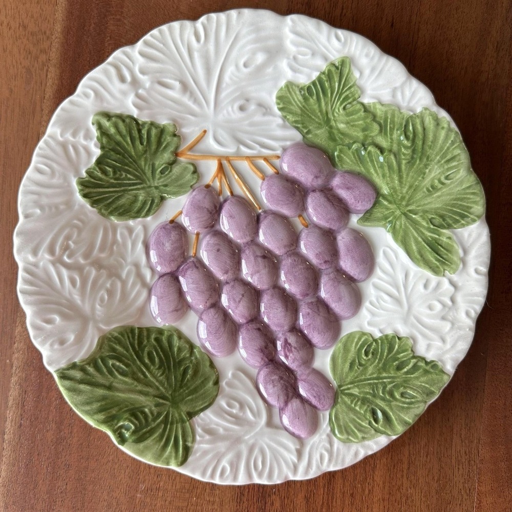 Erik Van Horn Fruit du Jour Plates Set of 6 Shafford Majolica 1987 Vintage - Picture 3 of 10